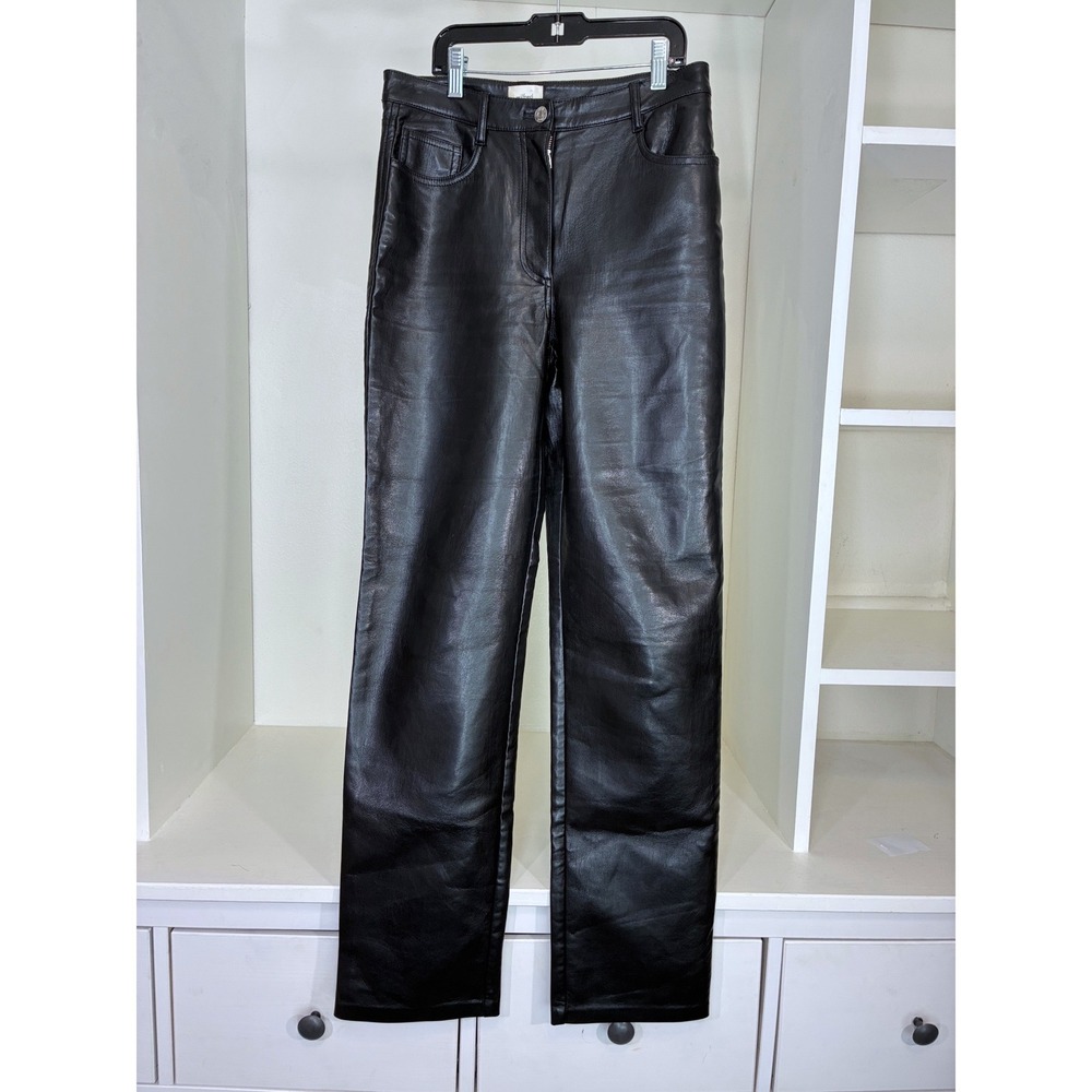 Wilfred Vegan Leather Pants Women 4 Black High Rise Straight Leg Melina Style